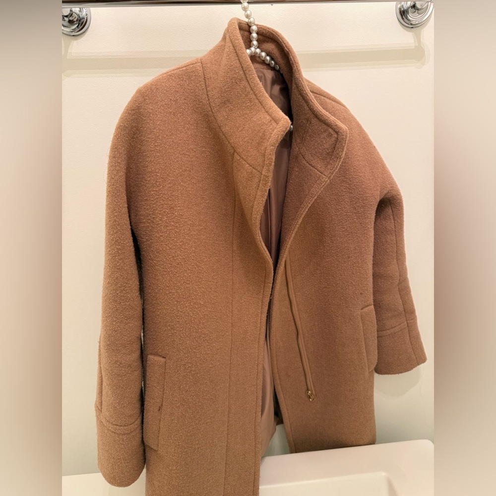 J Crew pea coat with zipper.